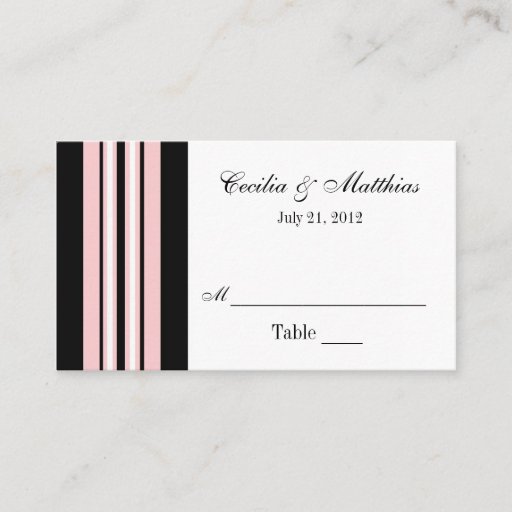 Customizable Pink and Black Place Card Holder Business Card