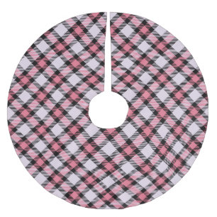 Pink and black Plaid Brushed Polyester Tree Skirt