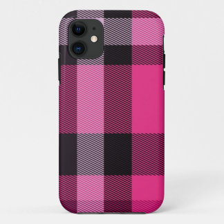 Pink and black plaid iPhone 11 case