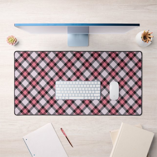 Pink and black Plaid  Desk Mat (Office 1)