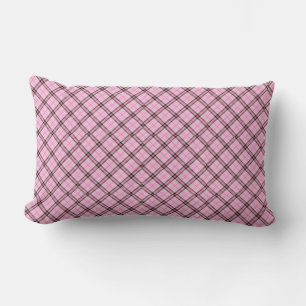 Pink and black Plaid Lumbar Pillow