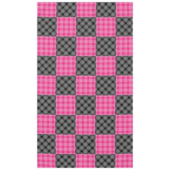 Pink and Black Plaid Tabelcloth Tablecloth (Front)