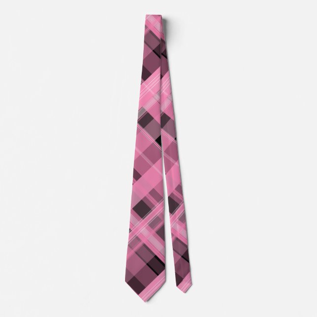 Pink and Black Plaid Tie (Front)