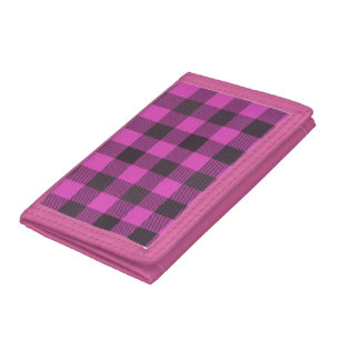 Pink And Black Plaid Tri-fold Wallet
