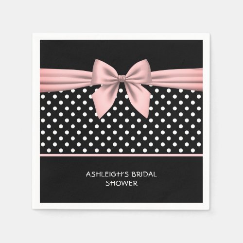 Pink and Black Polka Dot Bridal Shower Napkins