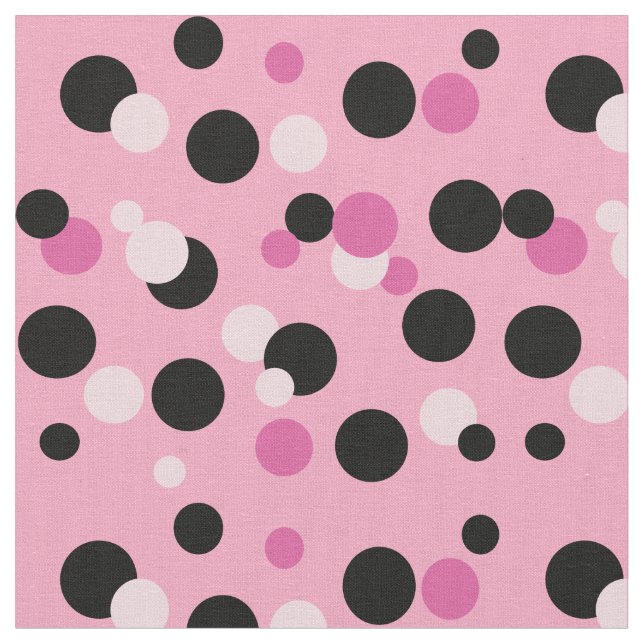 Pink and Black Polka Dot Fabric (Close Up)