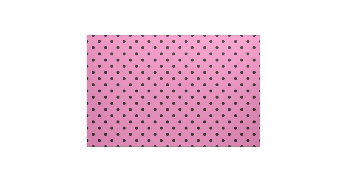 Pink and Black Polka Dot Pattern Fabric | Zazzle