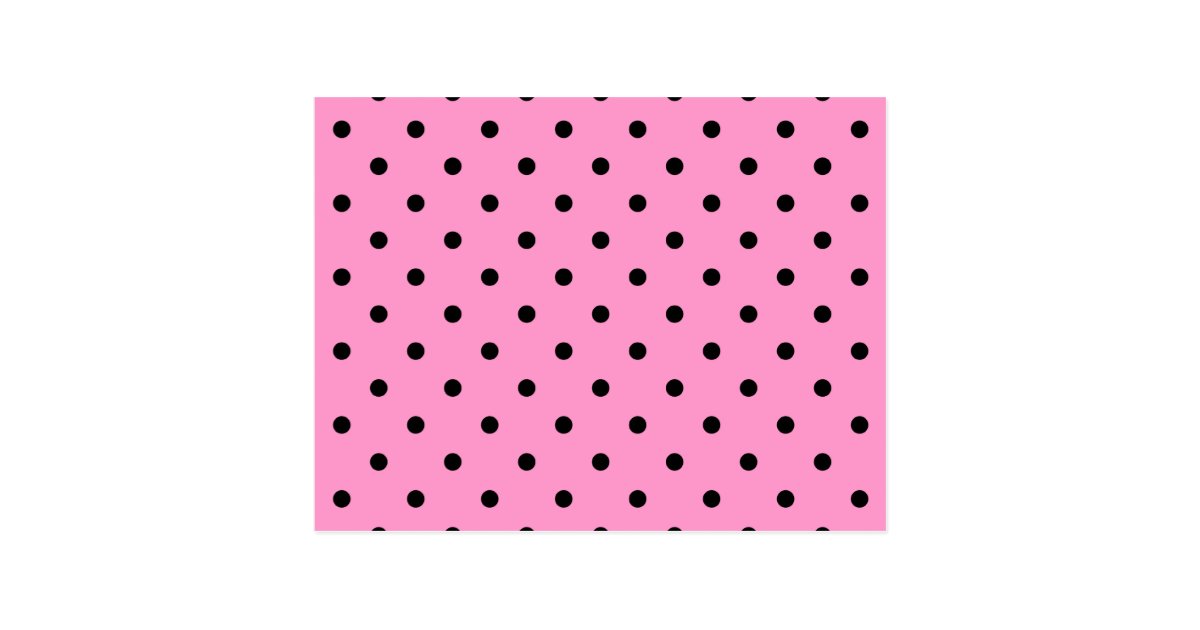 Pink and Black Polka Dot Pattern. Postcard | Zazzle