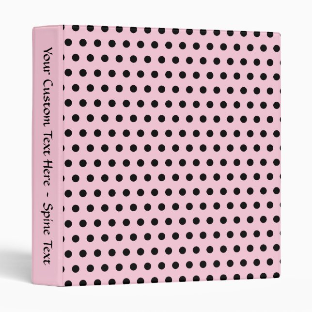 Pink and Black Polka Dot Pattern. Spotty. Binder (Front/Spine)
