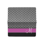 Pink and Black Polka Dot Pattern with Monogram Checkbook Cover (Open)