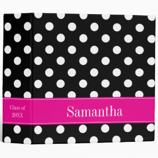 Pink and Black Polka Dot Personalized School 3 Ring Binder