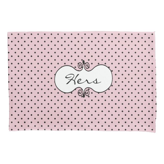Pink and Black Polka Dot Pillow Case (Front)