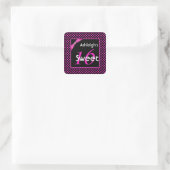 Pink and Black Polka Dot Sweet 16 Square Sticker (Bag)