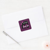 Pink and Black Polka Dot Sweet 16 Square Sticker (Envelope)