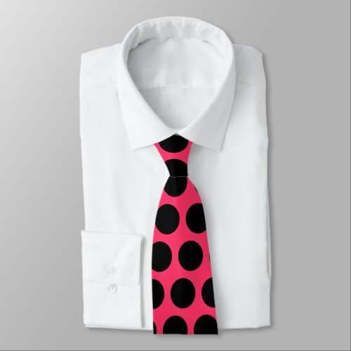 Pink and Black Polka Dot Tie