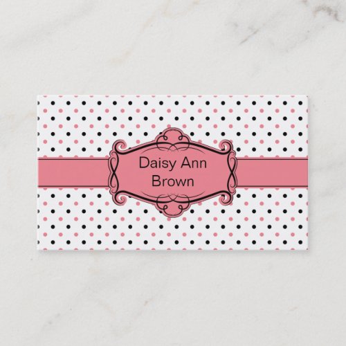 Pink and Black Polka Dots Business Card