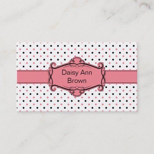 Customizable Pink and Black Polka Dots Business Card