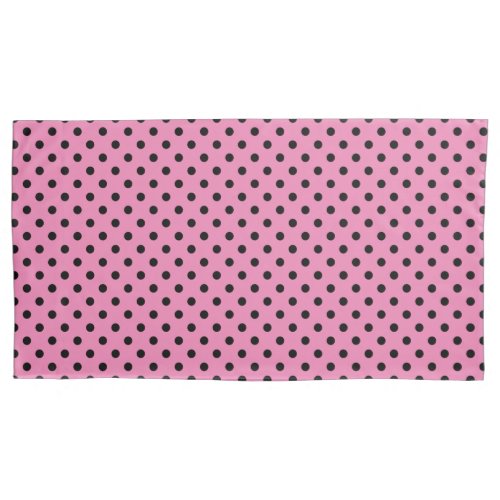 Pink and black polka dots king size pillowcases