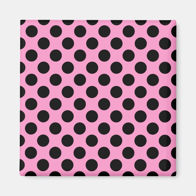 Pink and Black Polka Dots Magnet (Front)