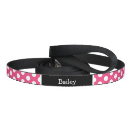 Pink and Black Polka Dots Monogram Pet Leash