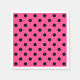 Pink and Black Polka Dots Napkins