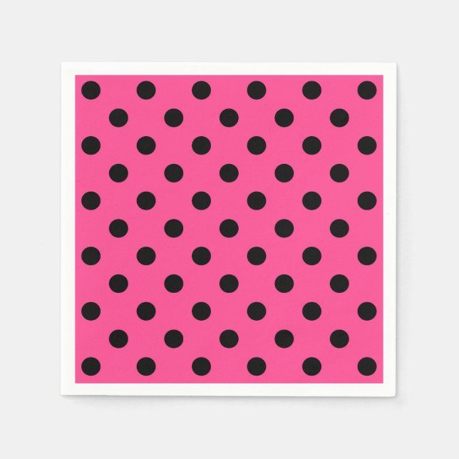 Pink and Black Polka Dots Napkins (Front)