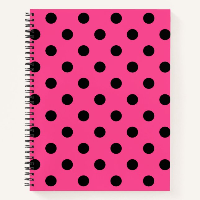 Pink and Black Polka Dots Notebook (Front)