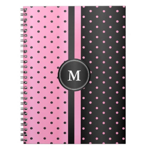 Pink and Black Polka Dots Notebook