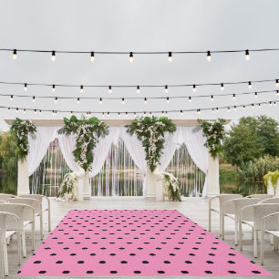 Pink and Black Polka Dots Outdoor Rug
