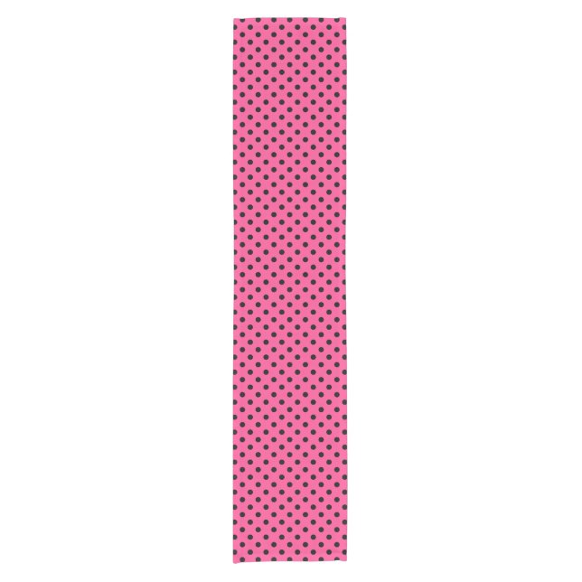 Pink and Black Polka Dots Short Table Runner (Front)