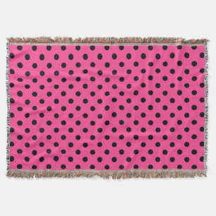 Pink and Black Polka Dots Throw Blanket