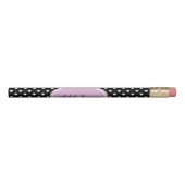 Pink and black polkadots pencil with custom name (Rotated 270)