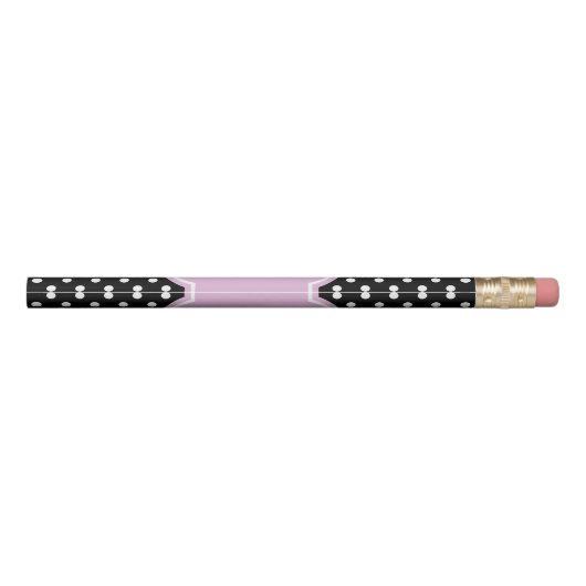 Pink and black polkadots pencil with custom name (Back)