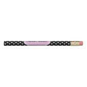 Pink and black polkadots pencil with custom name (Rotated 90)