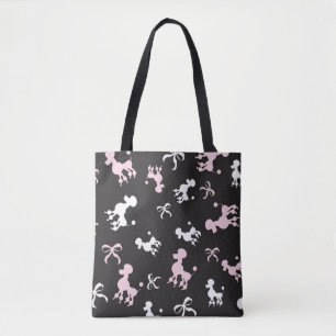 Pink and Black Poodle design Tote Bag