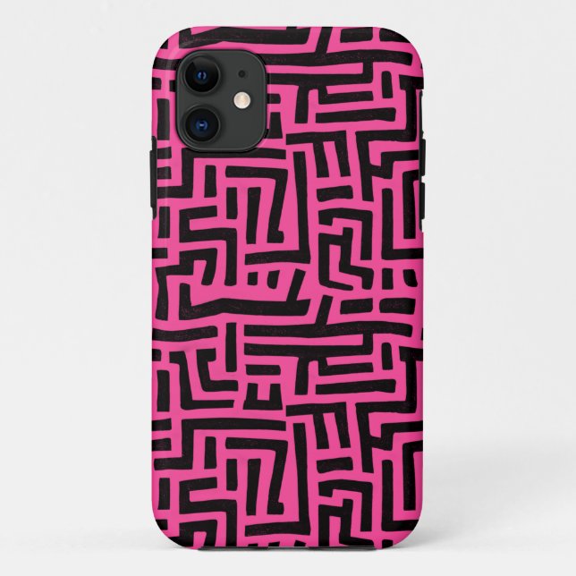 Pink And Black Pop Art Maze Pattern Case-Mate iPhone Case (Back)