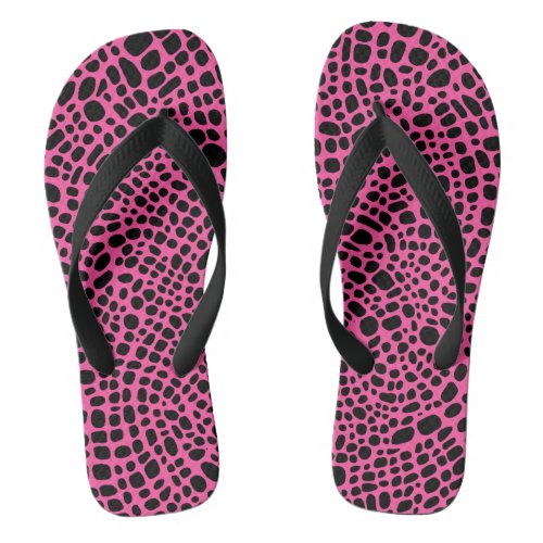 Pink And Black Psychedelic Oragnic Skin Pattern Flip Flops