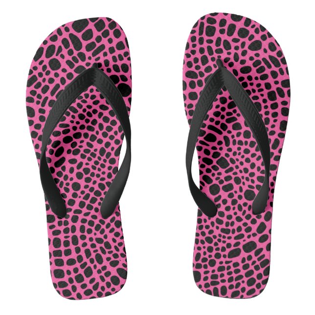 Pink And Black Psychedelic Oragnic Skin Pattern Flip Flops (Footbed)