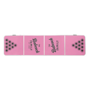 Pink and Black Retro Family Name & Year Beer Pong Table