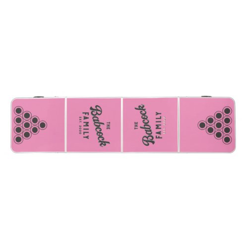 Pink and Black Retro Family Name & Year Beer Pong Table