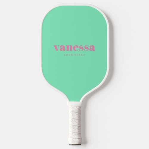 Pink and Black Reverse Minimal Modern Classic Name Pickleball Paddle