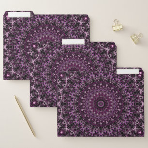 Pink and Black Rose Mandala with Floral Geometry File Folder