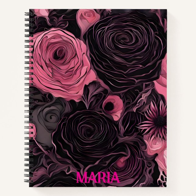 Pink and Black Roses Notebook (Front)