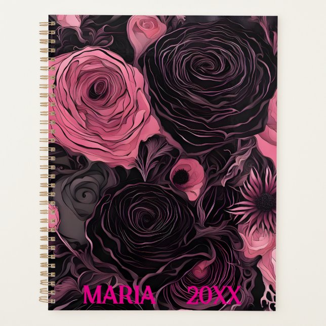 Pink and Black Roses Planner (Front)