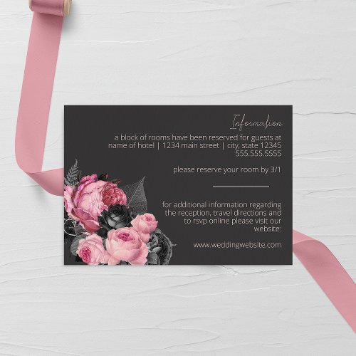 Pink and Black Roses Wedding Enclosure Card