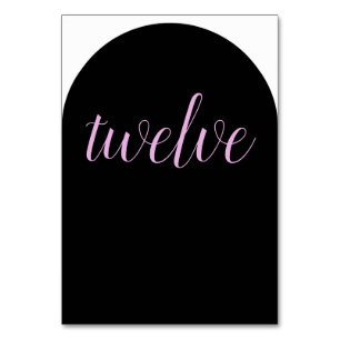 Pink and Black Rounded Table Number