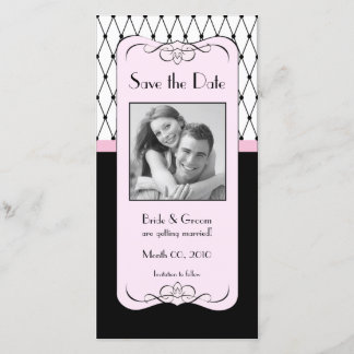 Pink and Black Save the Date Photo Cards