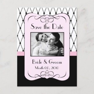 Pink and Black Save the Date Photo Postcards