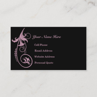 Pink and Black Scroll Design Business Profile Card