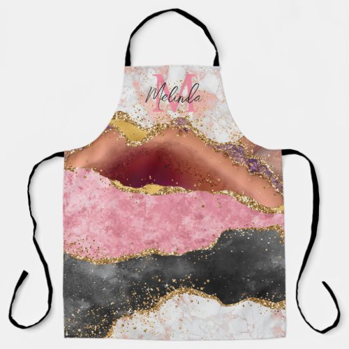 Pink and Black Sequins Agate Apron